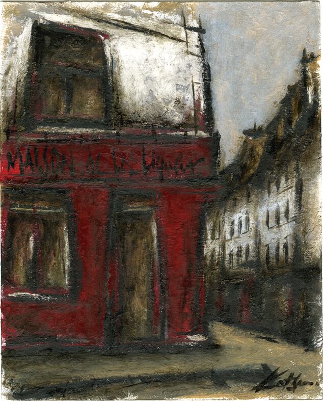 風景画 パリ 油絵「MAISON de La Liqueur」 | KatsuArtGallery