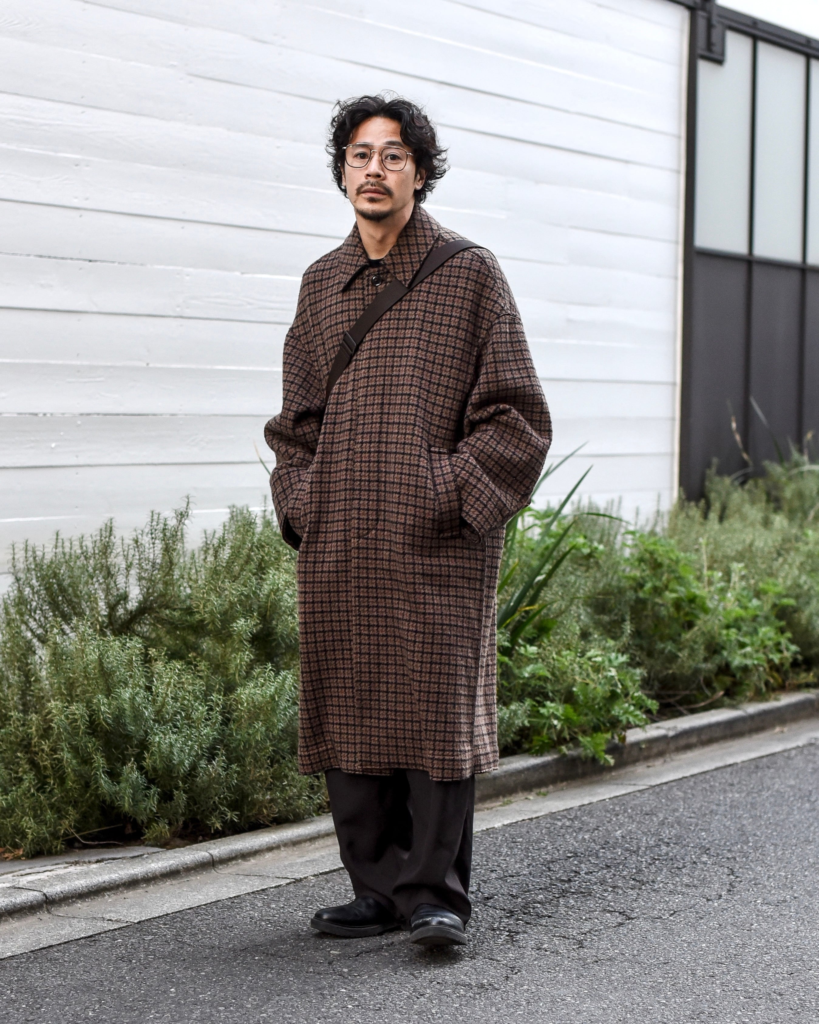 YOKE - DOUBLE JQUARD KNIT BAL COLLAR COAT (size-S) ¥38000+tax
