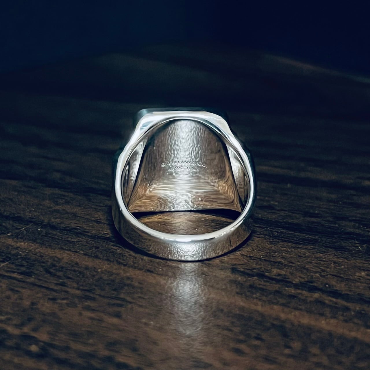 OLD TIFFANY & CO. Black Onyx Daisy Signet Ring Sterling Silver