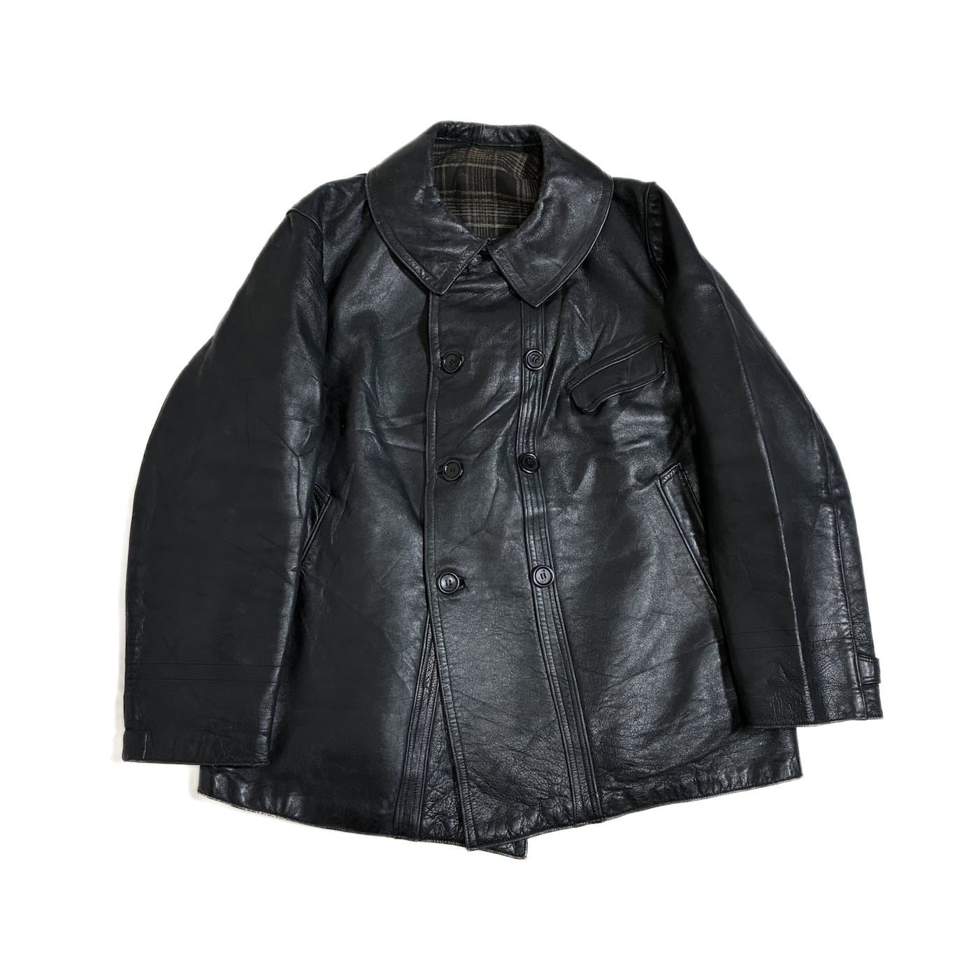 名品 フランス ビンテージ GVF レザー コルビジェ ジャケット ブラウン