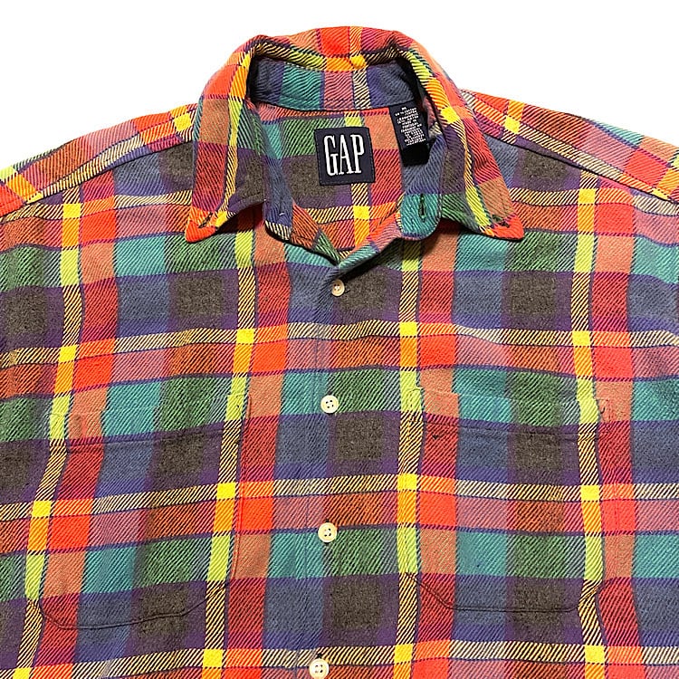 希少配色 90s GAP ビンテージ オールドギャップ ヘビーネルシャツ 長袖