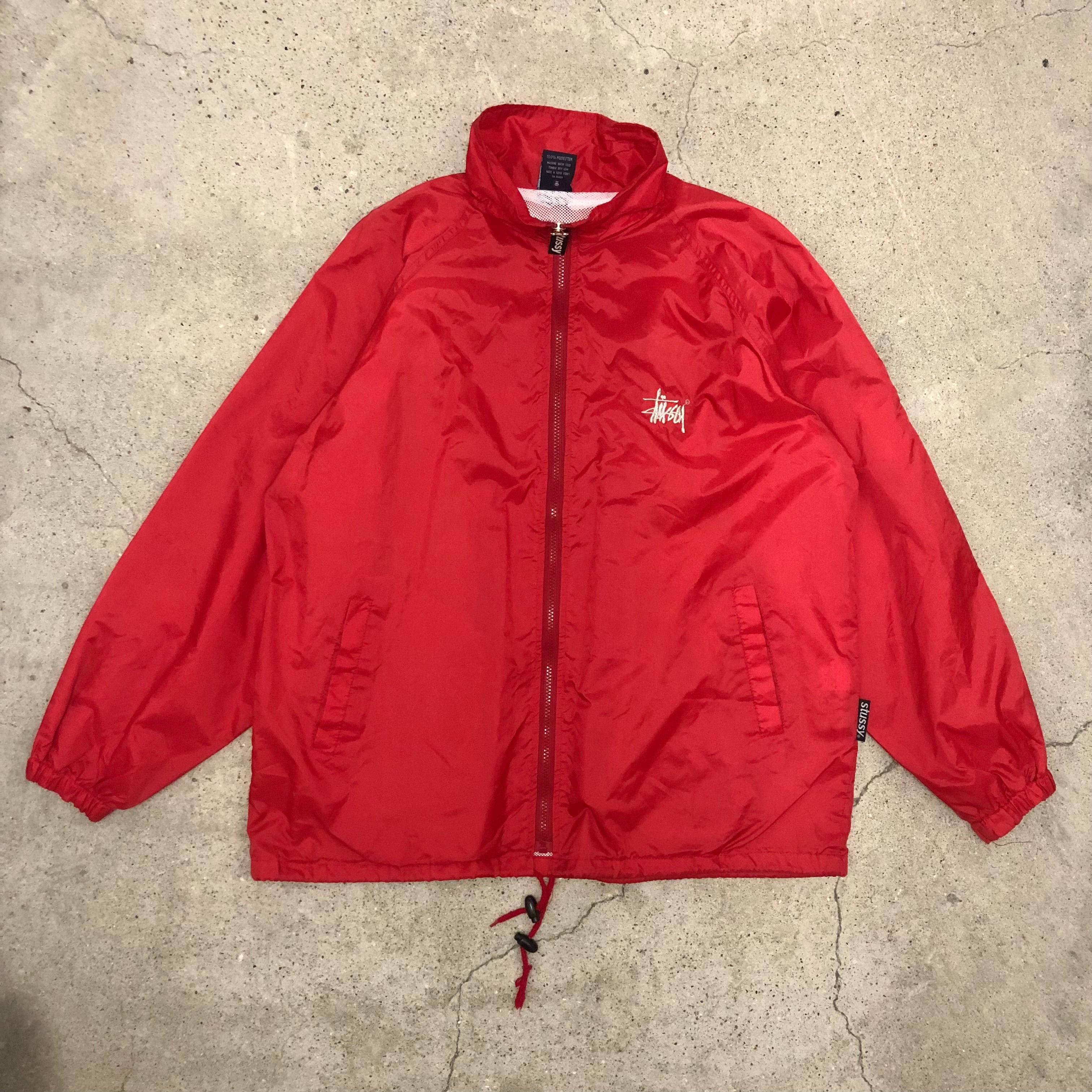 90s OLD STUSSY/Nylon Jacket/赤青タグ/L/Designed in USA/ナイロン