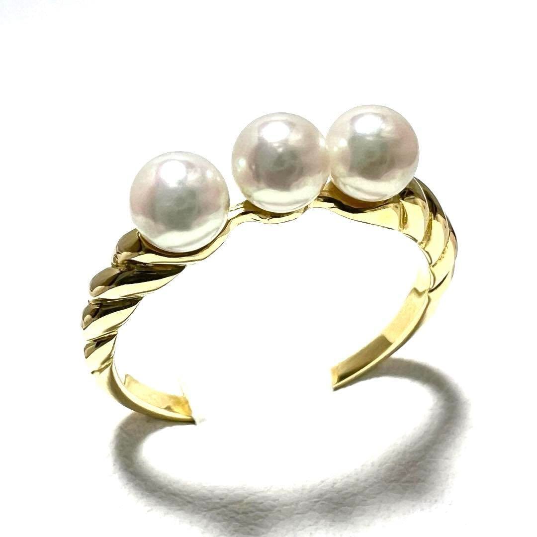 8号・3連真珠】ミキモト MIKIMOTO レディース 指輪 リング ベビー
