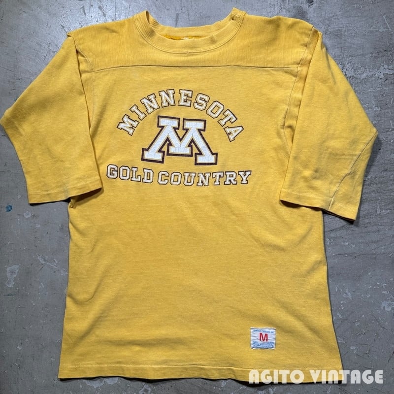 60s 70s Champion チャンピオン レーヨン Tシャツ ネイビー イエロー