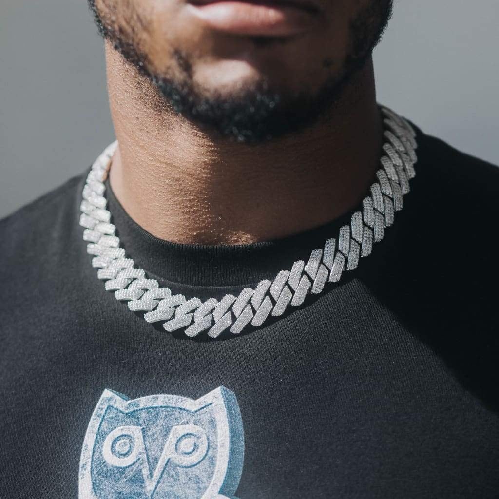 18kgp Iced Out Prong Chain Necklace 【19mm】 | Glitter