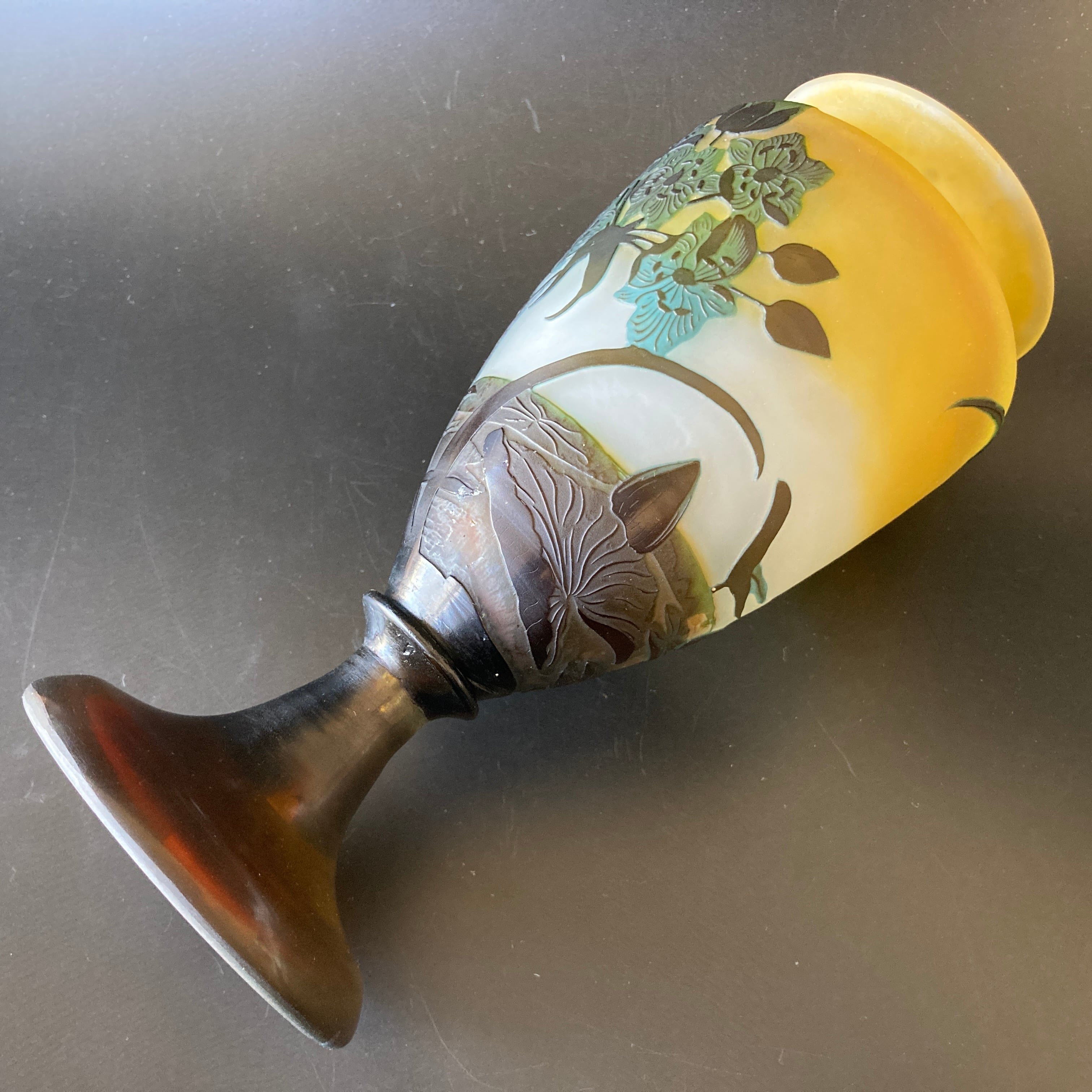 エミール ガレ 睡蓮とオモダカ 水草文 花器 花瓶 飾り壷 多色多層被せ