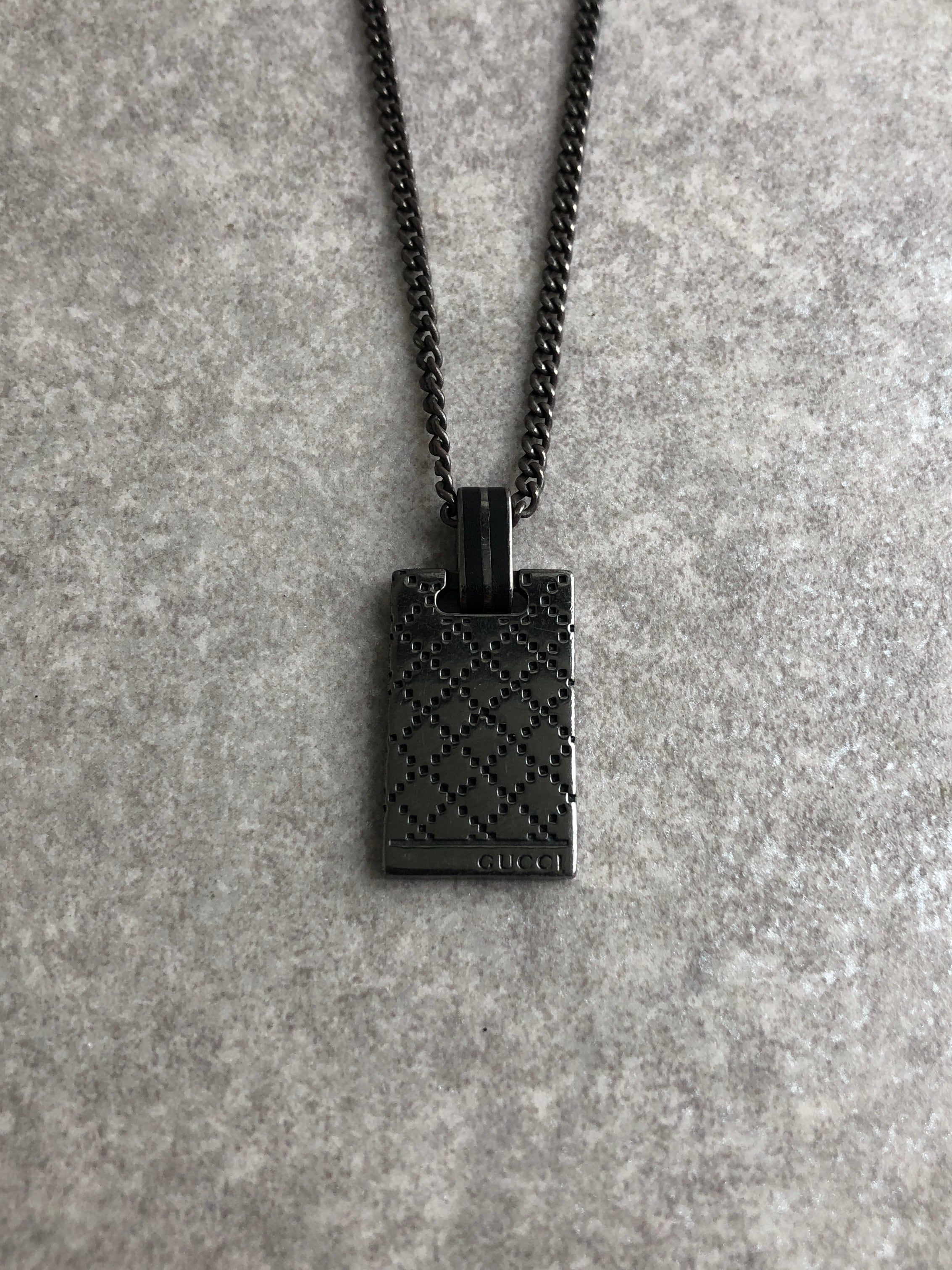 GUCCI グッチ ディアマンテ ネックレス ブラック スクエア 925 vintage