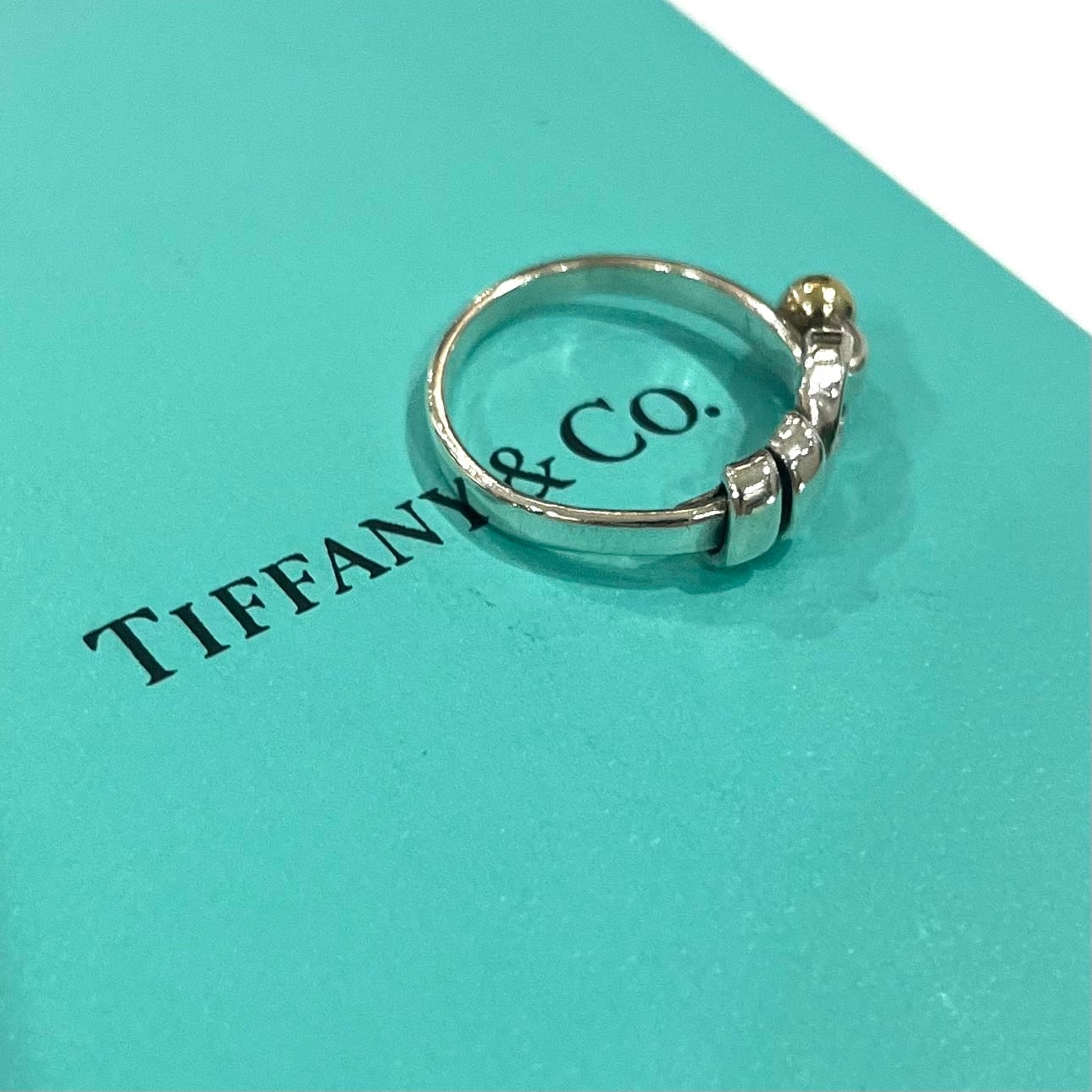 TIFFANY&CO】T1996 コンビツイストリング 12.5号／シルバー925×K18