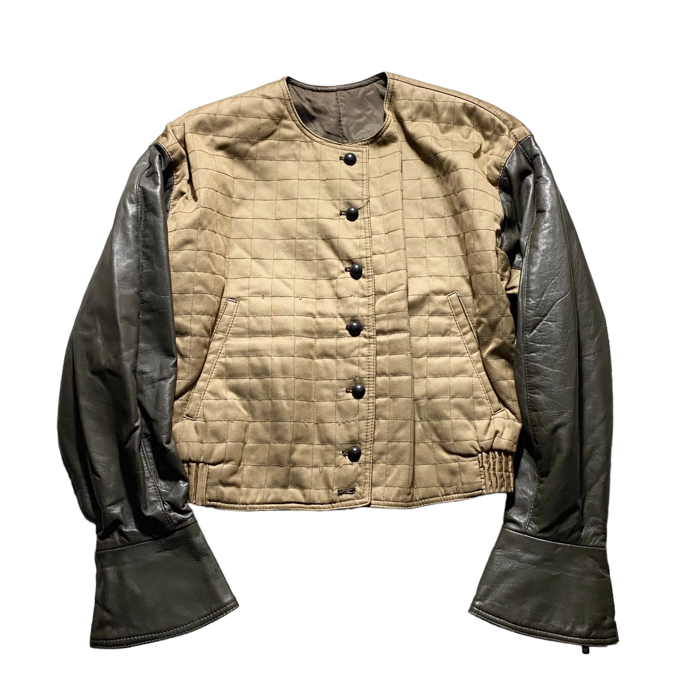 GIANFRANCO FERRE leather switching quilting short jacket | NOIR ONLINE