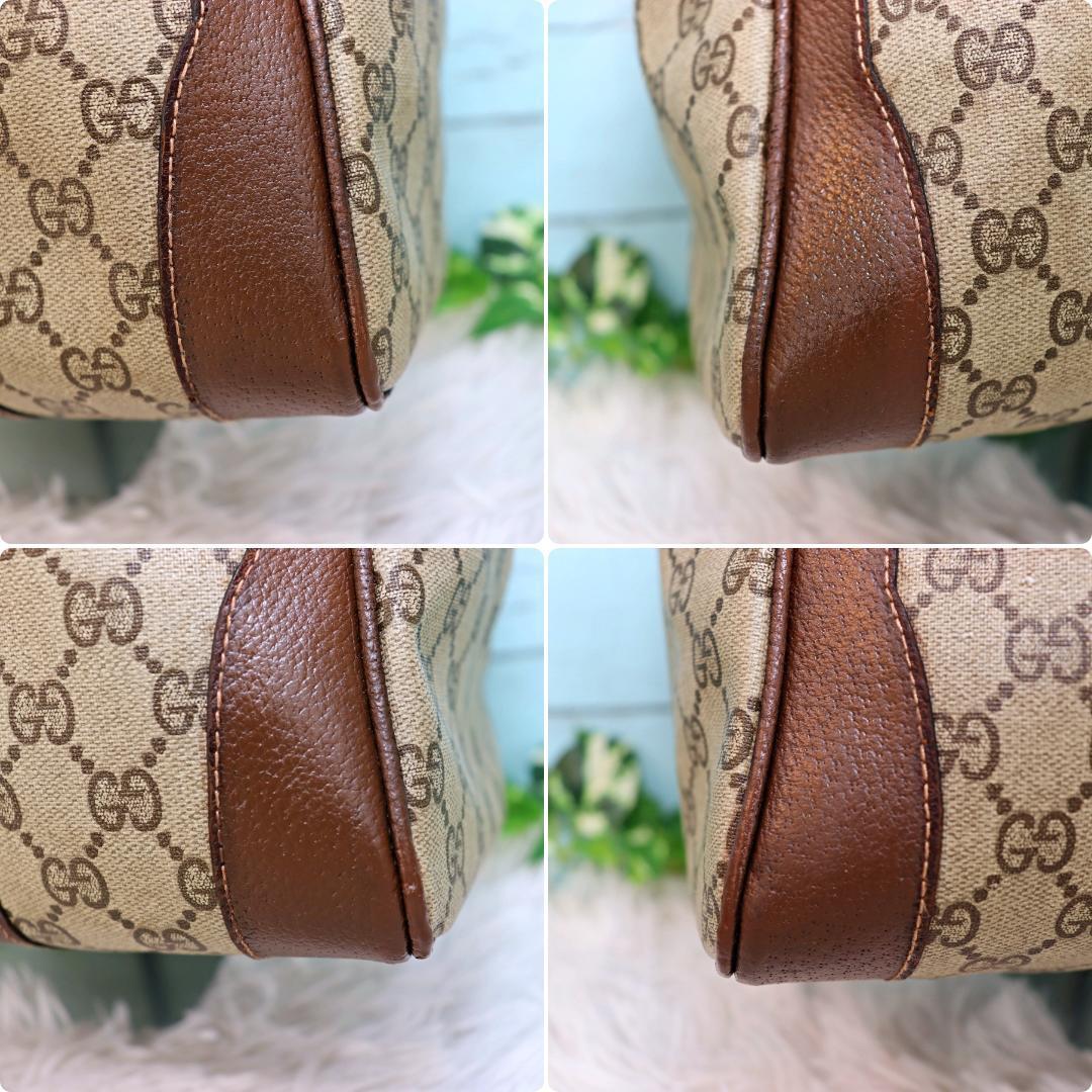 GUCCI オールドグッチ ミニボストンバッグ GGスプリーム 茶色×ベージュ