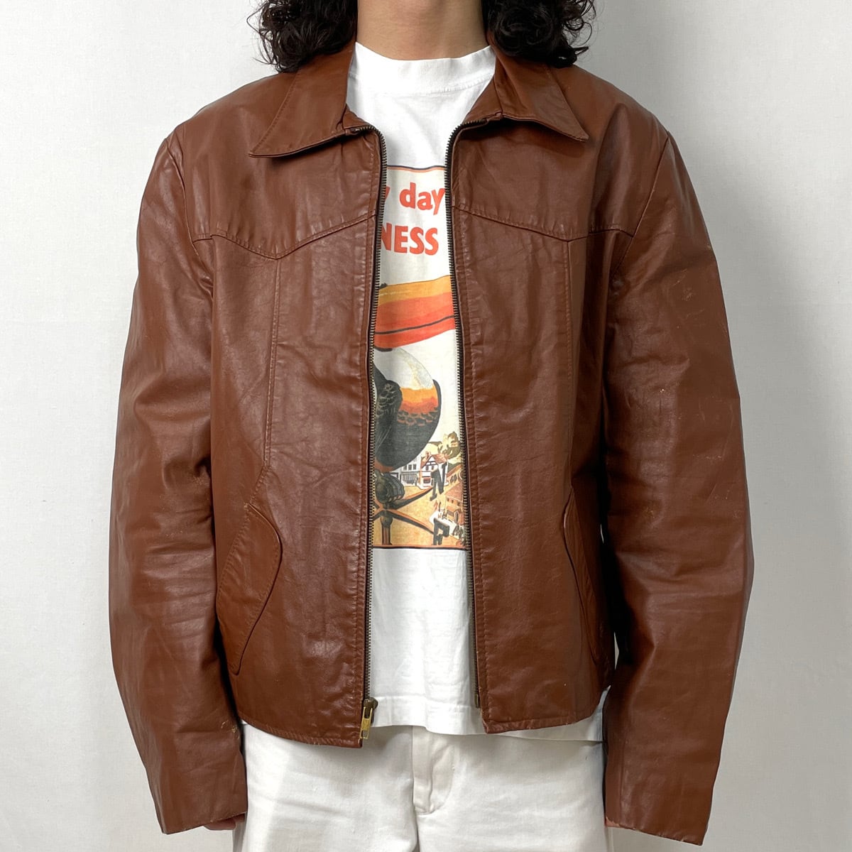 70s Jean Pierre レザージャケット 古着 ヴィンテージ 茶 ブラウン