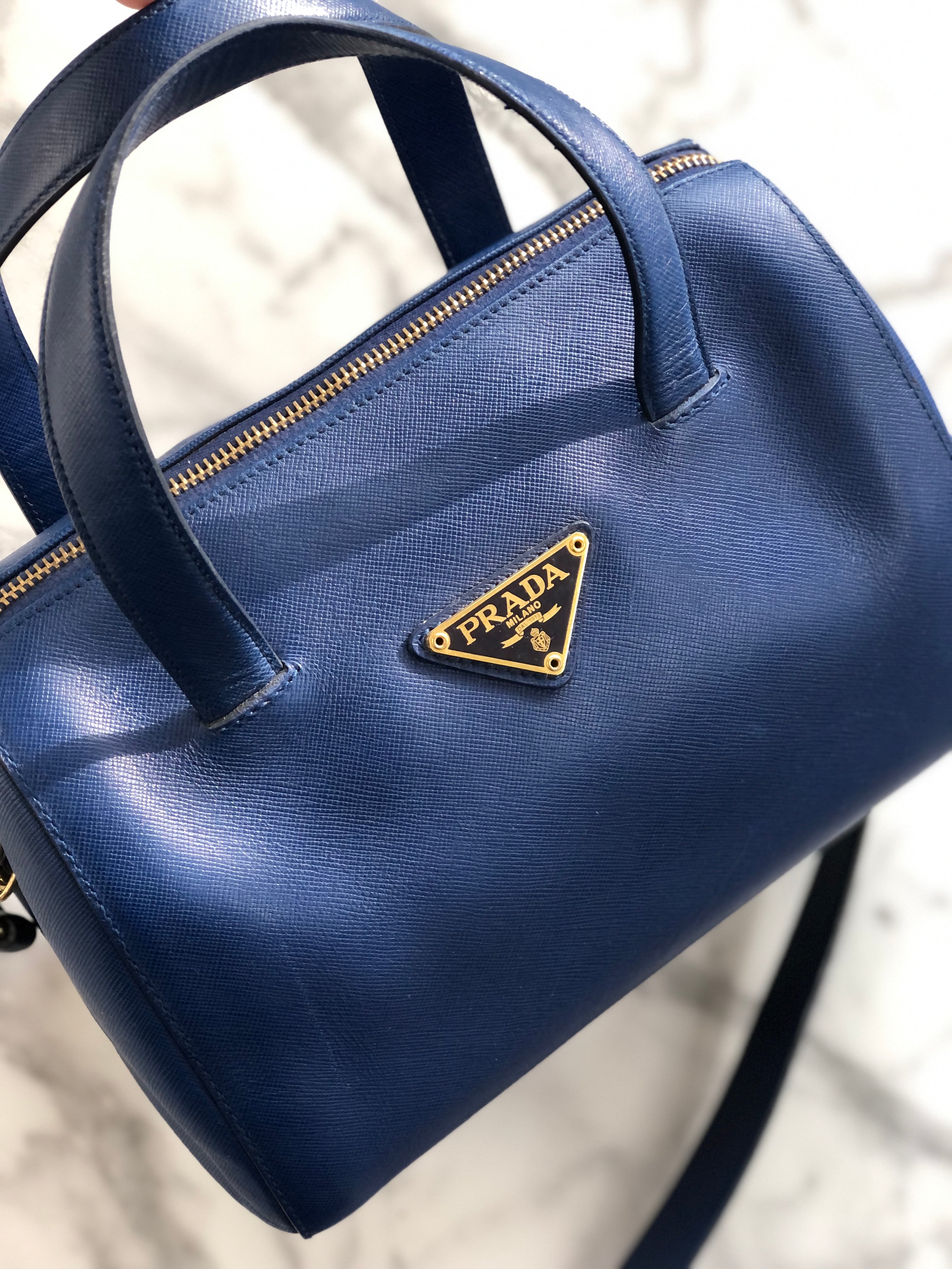 PRADA プラダ トライアングルロゴ サフィアーノレザー ミニボストン