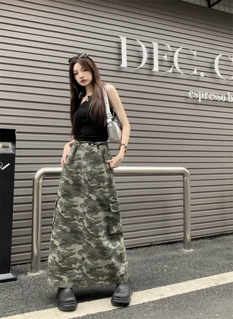 迷彩柄 ロング丈スカート G104CSK0025 | liberal style. - 韓国