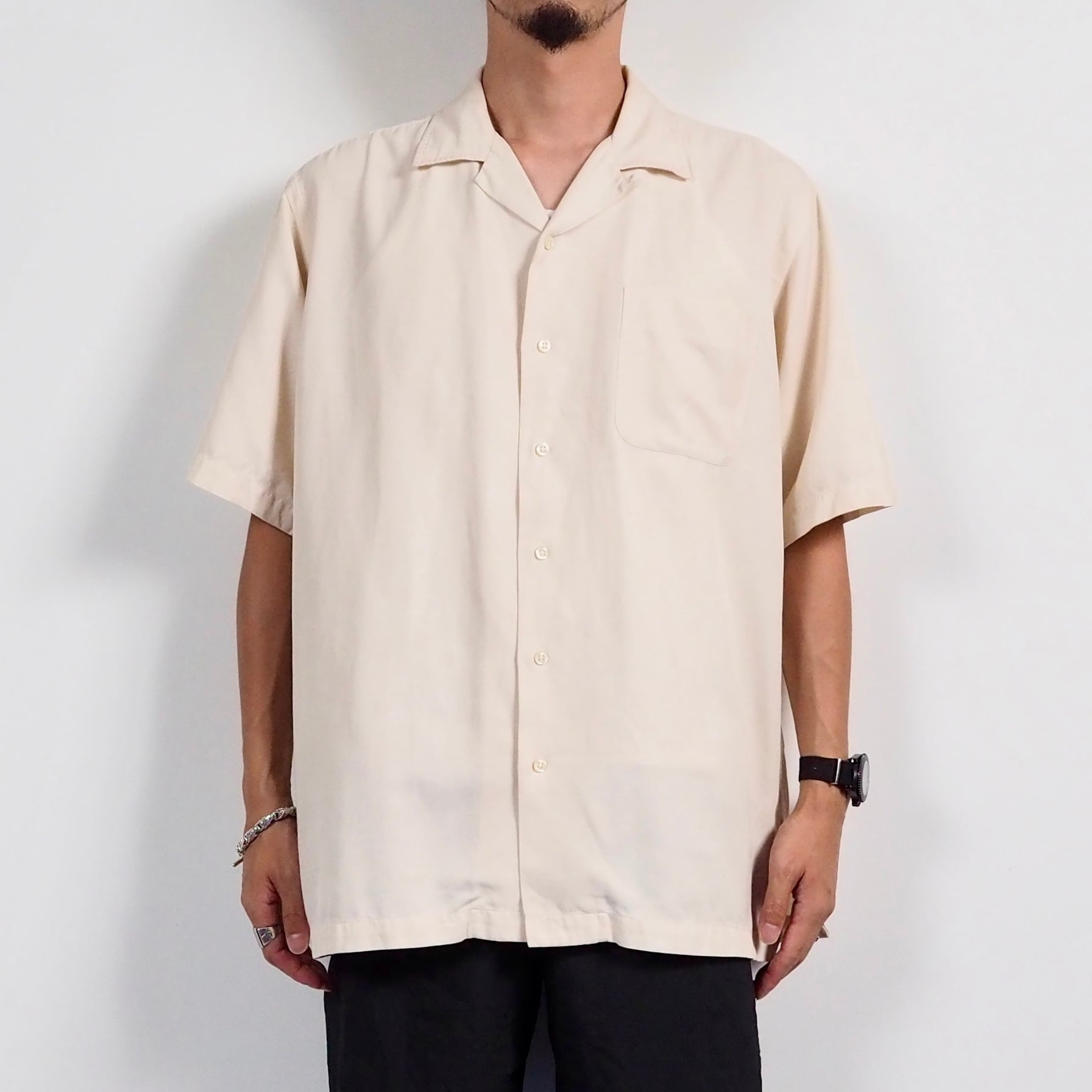 Polo by Ralph Lauren CALDWELL silk/cotton open collar S/S shirt L