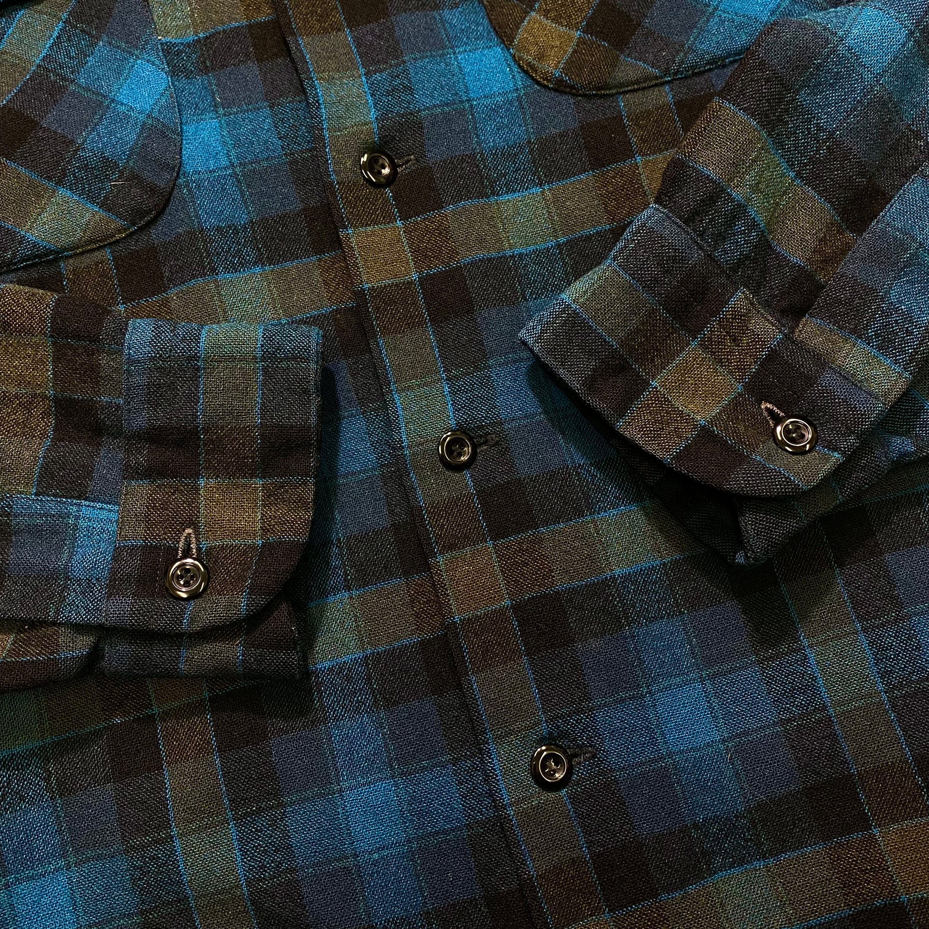 60s PENDLETON ウール チェック 開襟シャツ ボードシャツ オープン