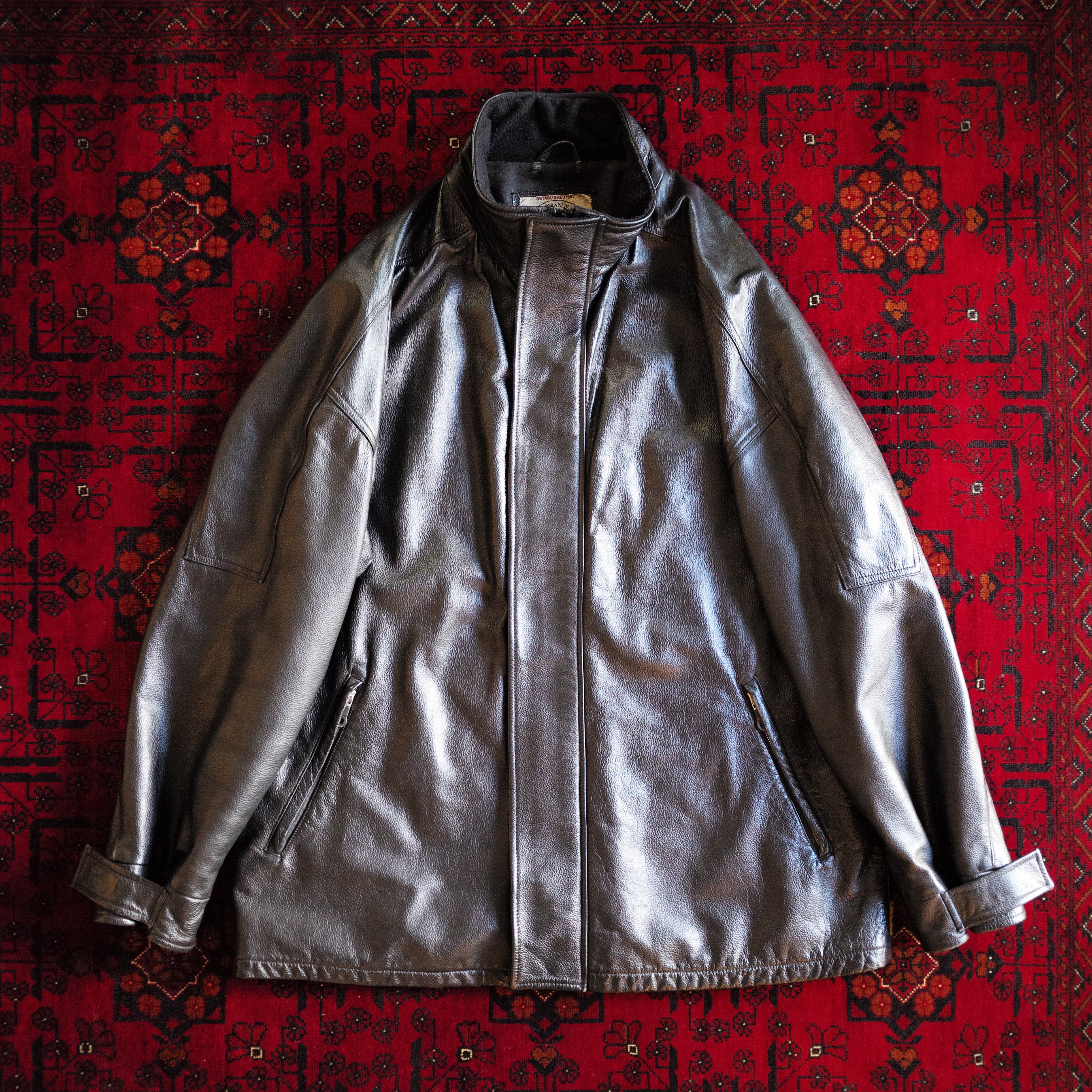 ARMANI JEANS レザージャケット スタンドカラー ブルゾン ルーマニア製