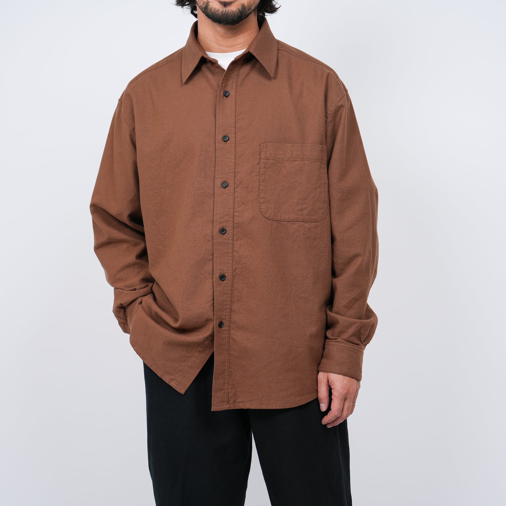 Soft Flannel Wide Shirts (brown) | OVY