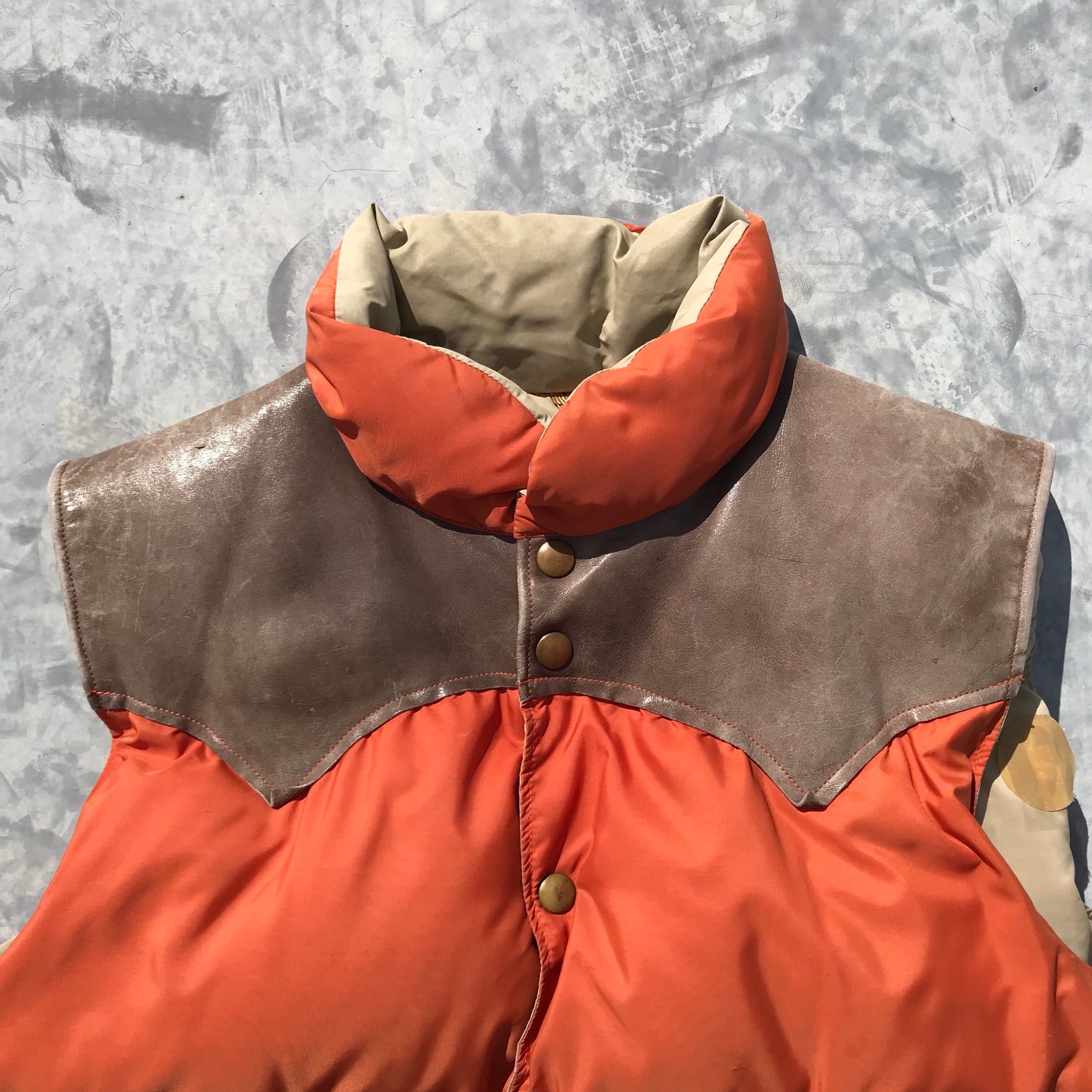 70's ROCKY MOUNTAIN ロッキーマウンテン ダウンベスト レザーヨーク