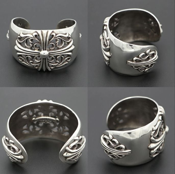 CHROME HEARTS クロムハーツ ワイドカフバングル フローラルクロス