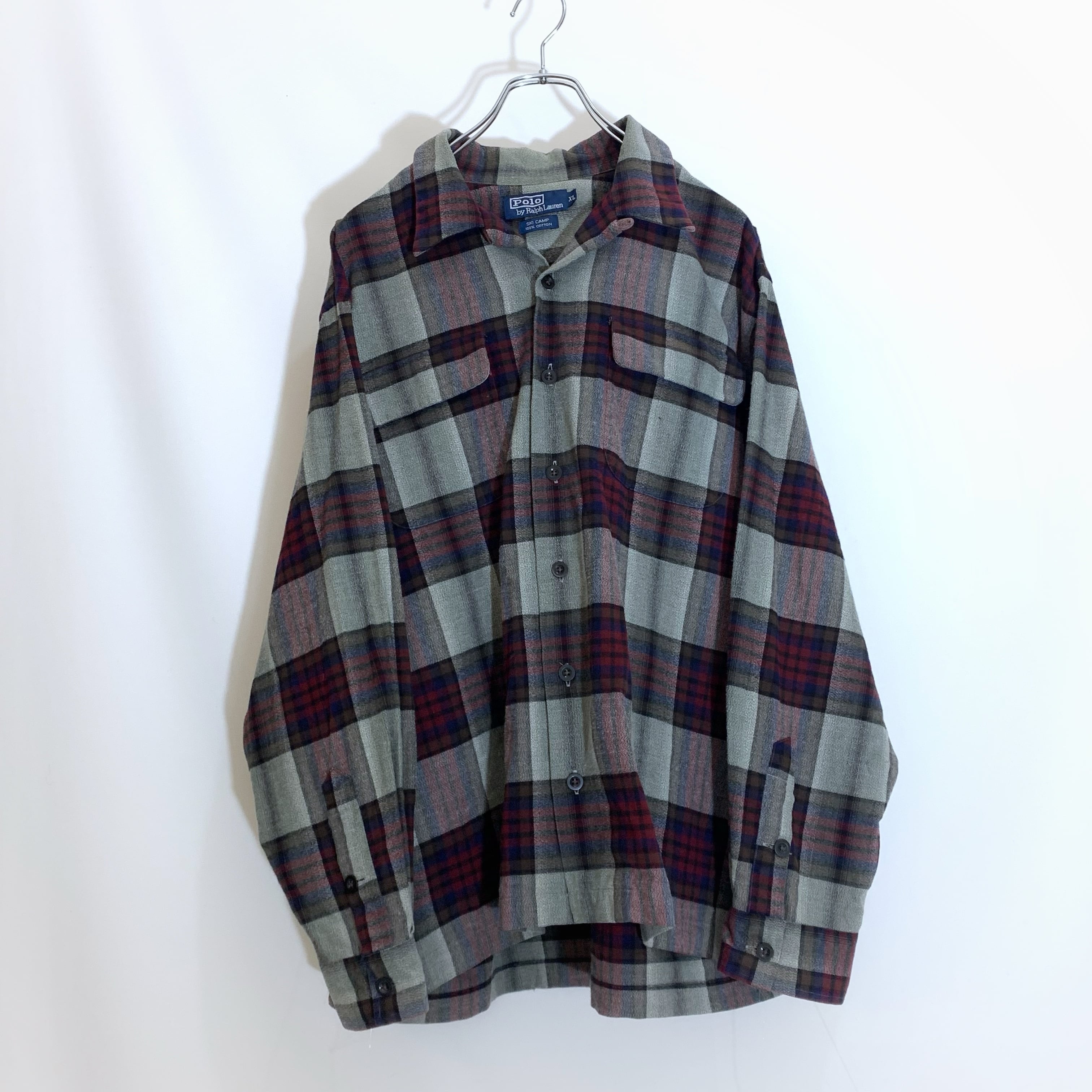 POLO ポロ SKI CAMP スキーキャンプ 長袖 オープンカラーシャツ 開襟
