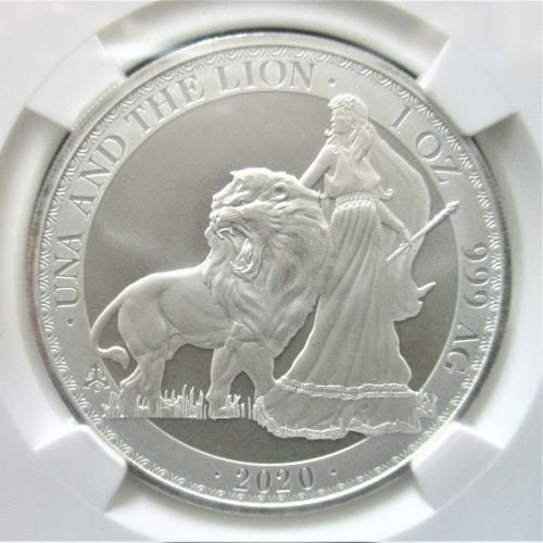 ウナとライオン 2020年 セントヘレナ 1ポンド銀貨【NGC MS69】発行
