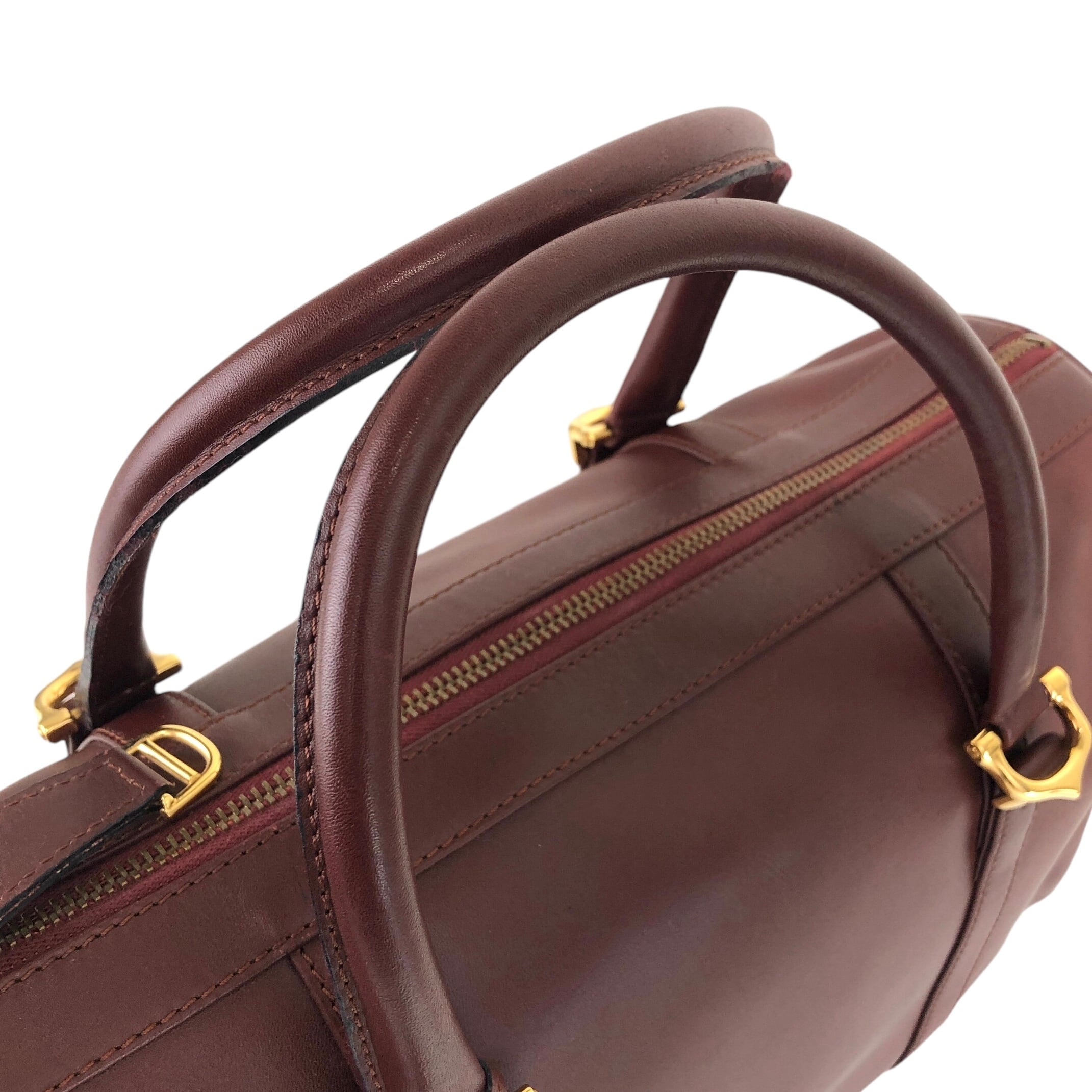 Cartier カルティエ マストライン ハンドバッグ ボルドー レザー