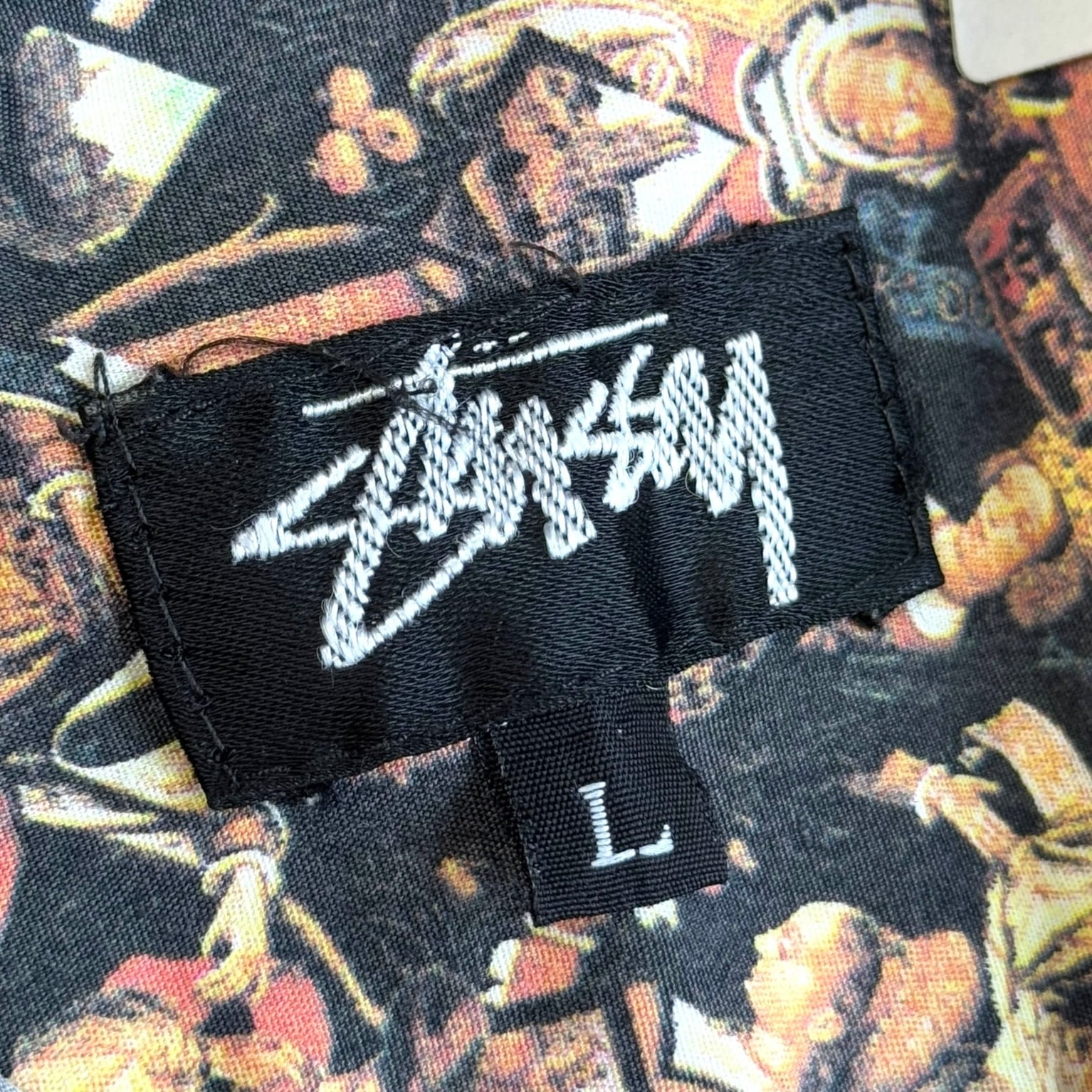 Special】80's~90's old stussy Cotton Shirts “黒タグ” “総柄” “宗教