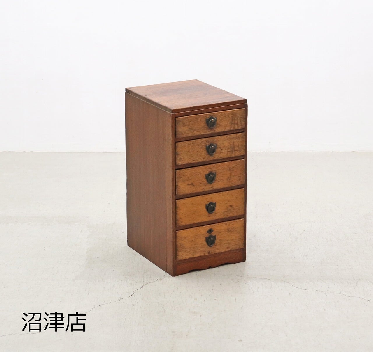 沼津店】 レトロ 5杯 小引き出し 収納 抽斗 書類 小物入れ A4