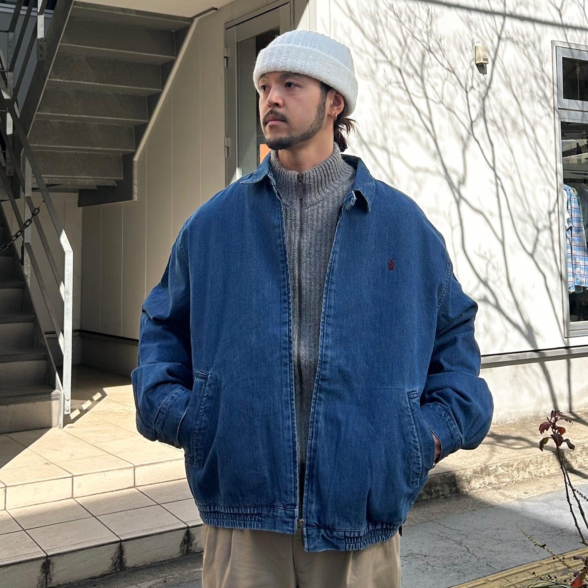90's Polo Ralph Lauren Flannel Lined Denim Swing Top XL / ポロ
