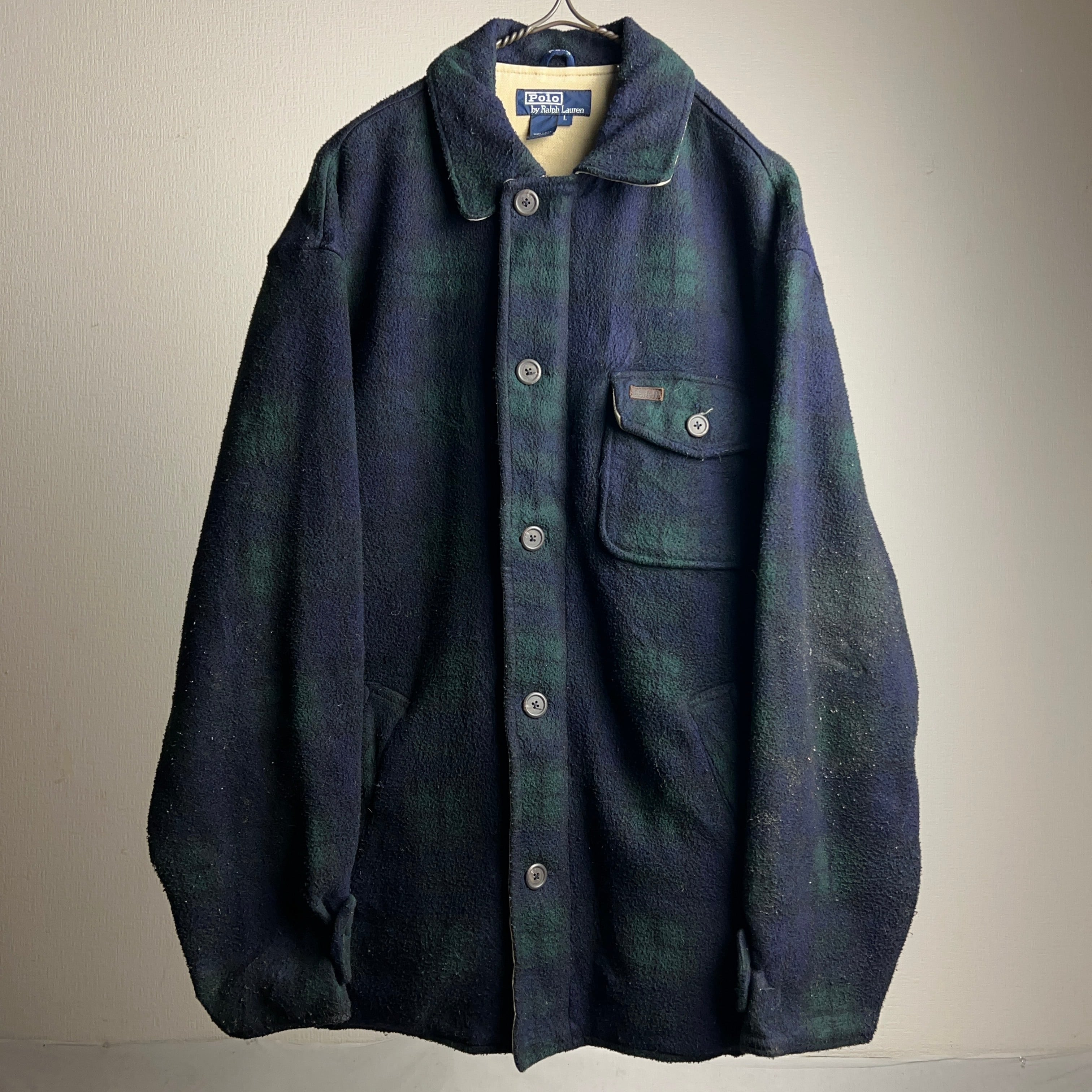 90's Polo by Ralph Lauren Plaid Fleece Jacket USA製 SIZE L 90年代