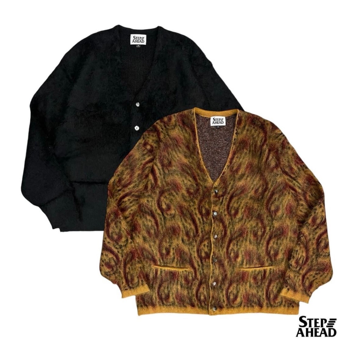 NEW STEP AHEAD Mohair Cardigan W/Pocket Solid Color Version 