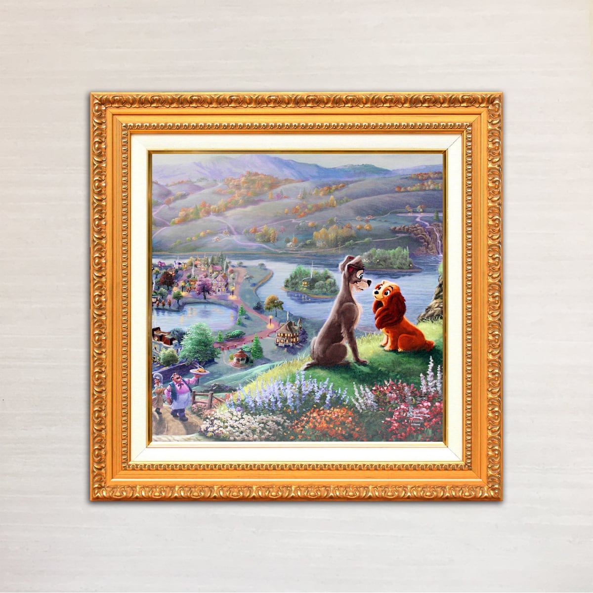 ディズニー絵画「わんわん物語/フォーリン ラブ」展示用フック付