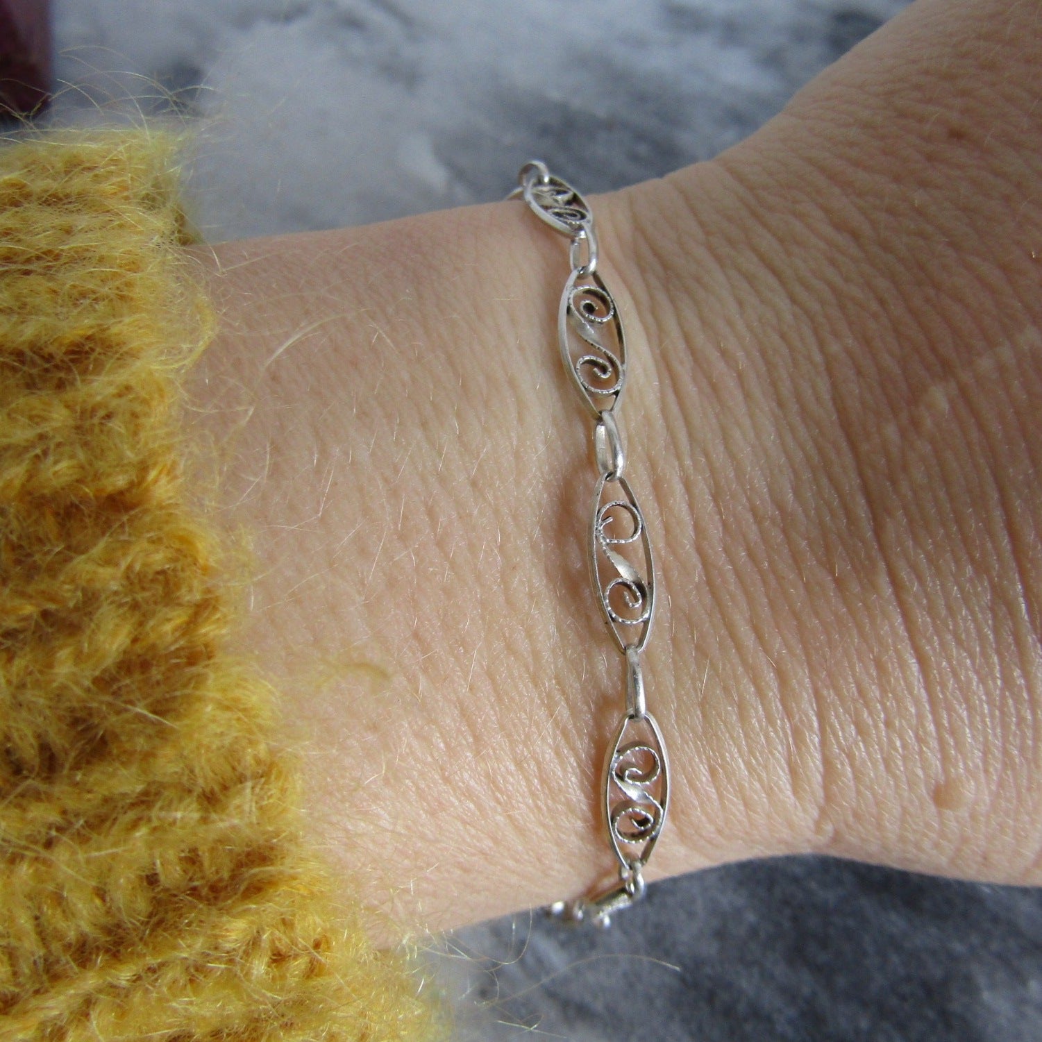 Antique French Filigree Bracelet, Vintage Belle Epoque Silver