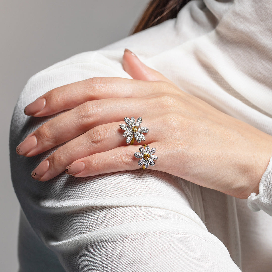 ダイヤモンド K18×PTピンキーリング・フルール