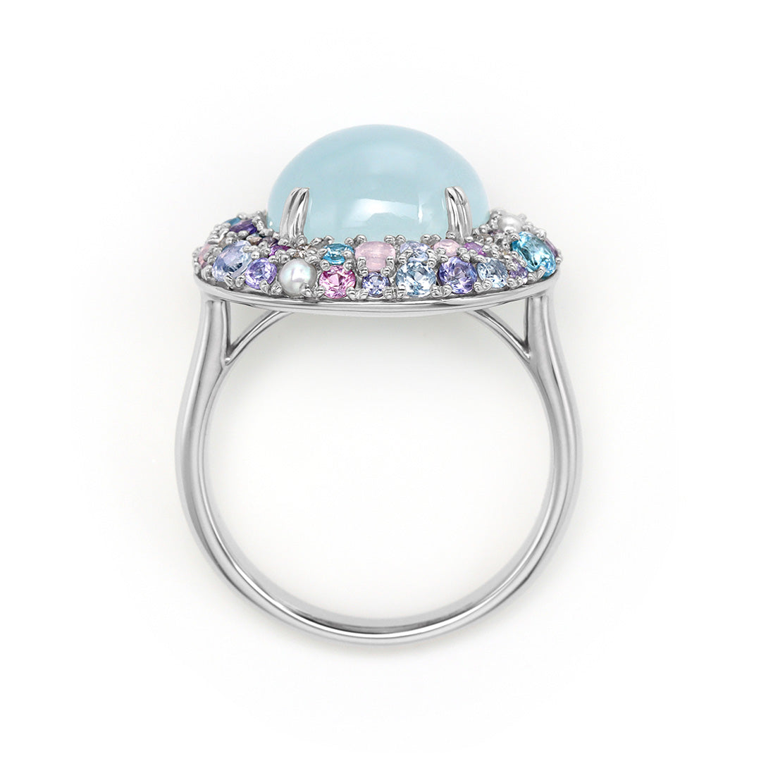 店舗限定】ミルキーアクアマリン プラチナ900リング・スノールナブーケ