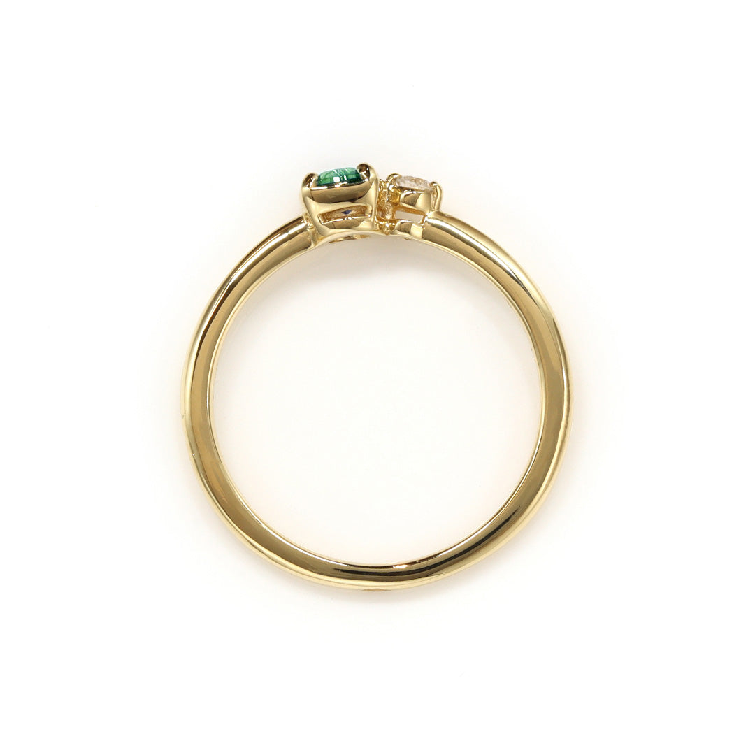 即日発送】エメラルド×ダイヤモンド×K10/K18/PTピンキーリング・リゼッテ