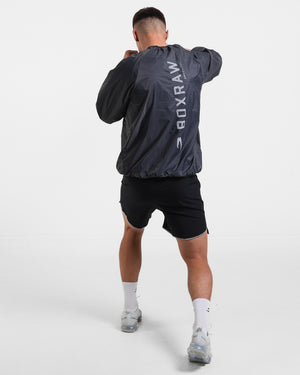 Genaro Oversized Windbreaker Crew - Charcoal | BOXRAW