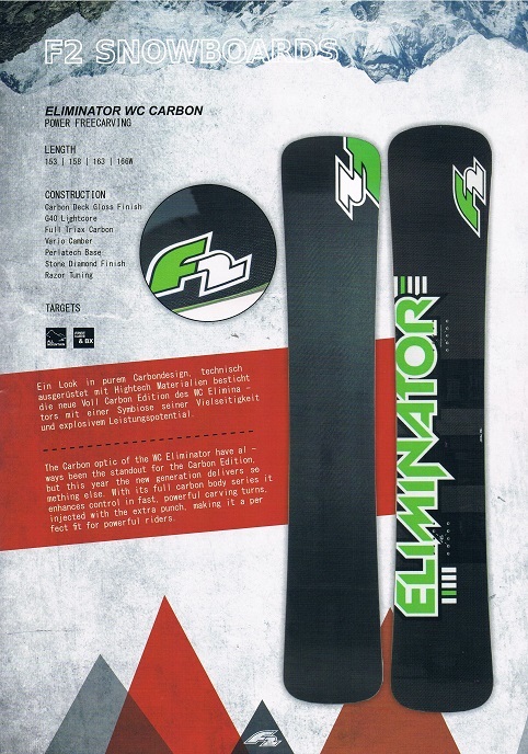 17－18ニューモデルF2(エフツースノーボード) ELIMINATOR WC