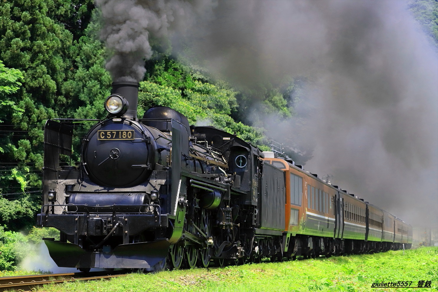 C57180試運転② 五十島ストレート！（望遠） 2023.07.22 | 響鉄Ⅱ