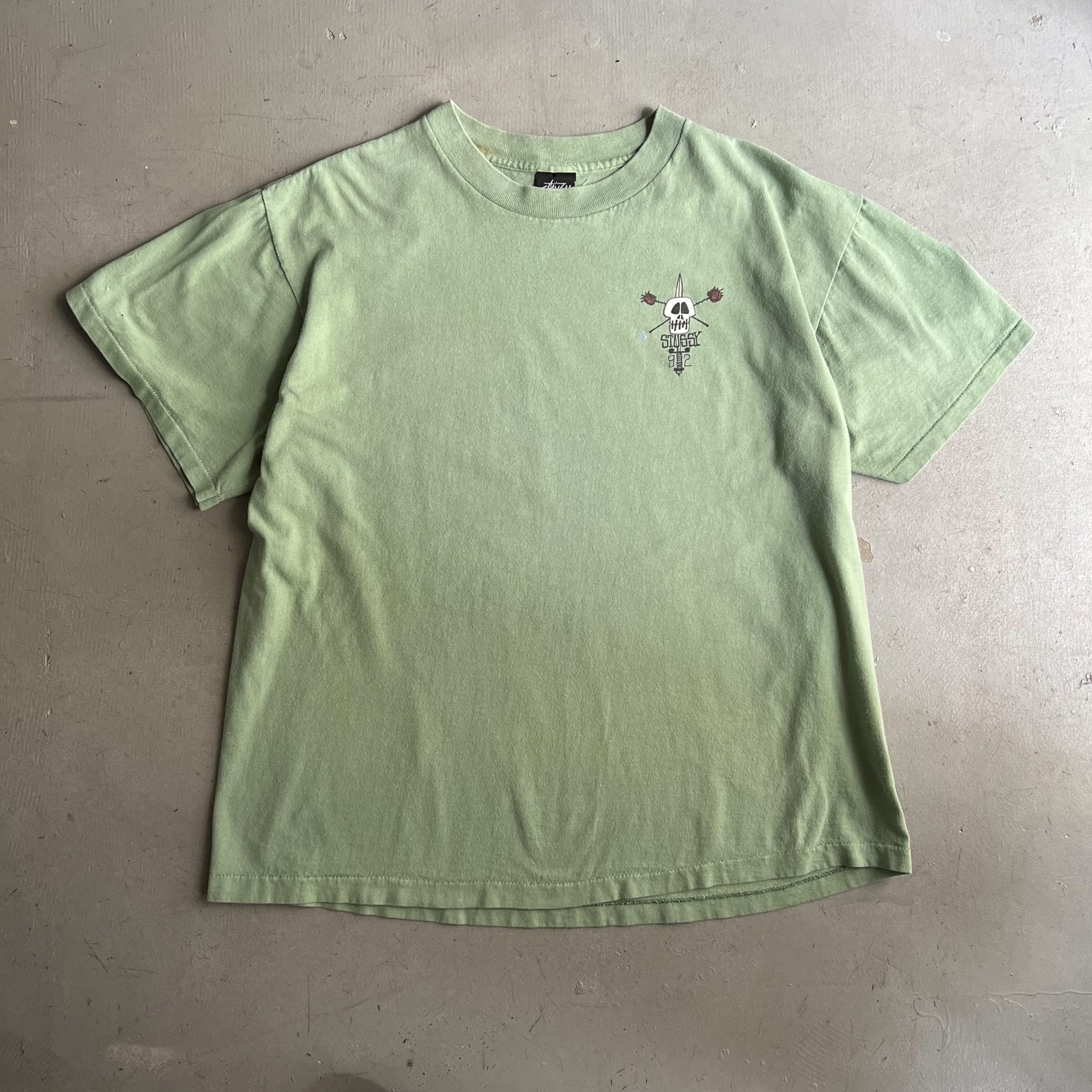 1992 Stussy Skull Sword Print Tee - blue room