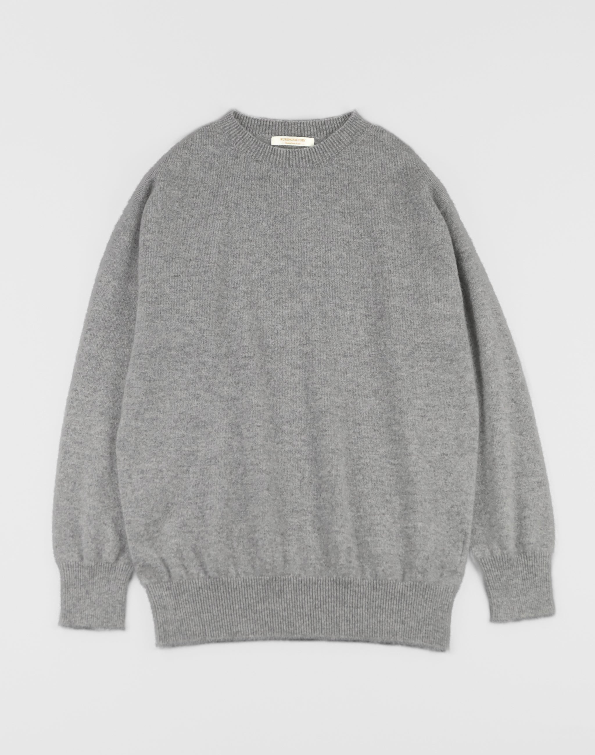 カシミヤクルーネックプルオーバー KURUMIFACTORY 日本製 ホール