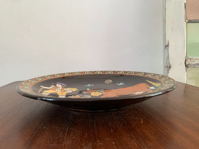 SOLDOUT-スイス 70s Rheineck ライネック 陶器 フォークアート 牛使い