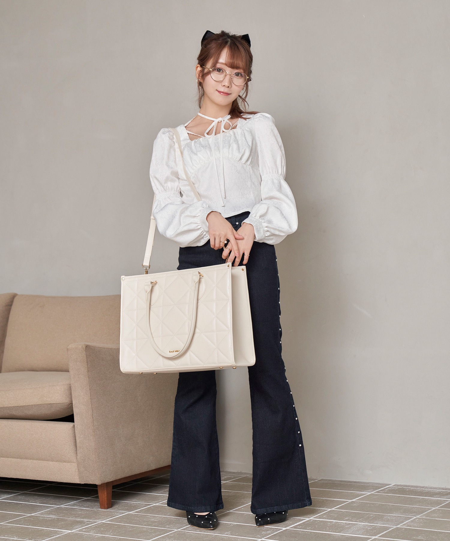 quilting big tote【ivory】 – BUNNY APARTMENT