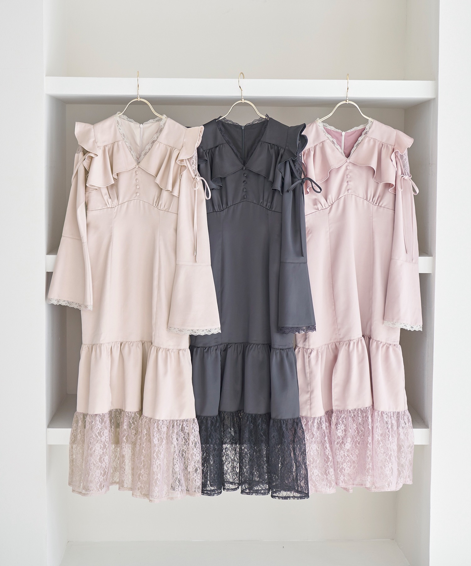 raffle slit lace switching dress【pink】 – BUNNY APARTMENT