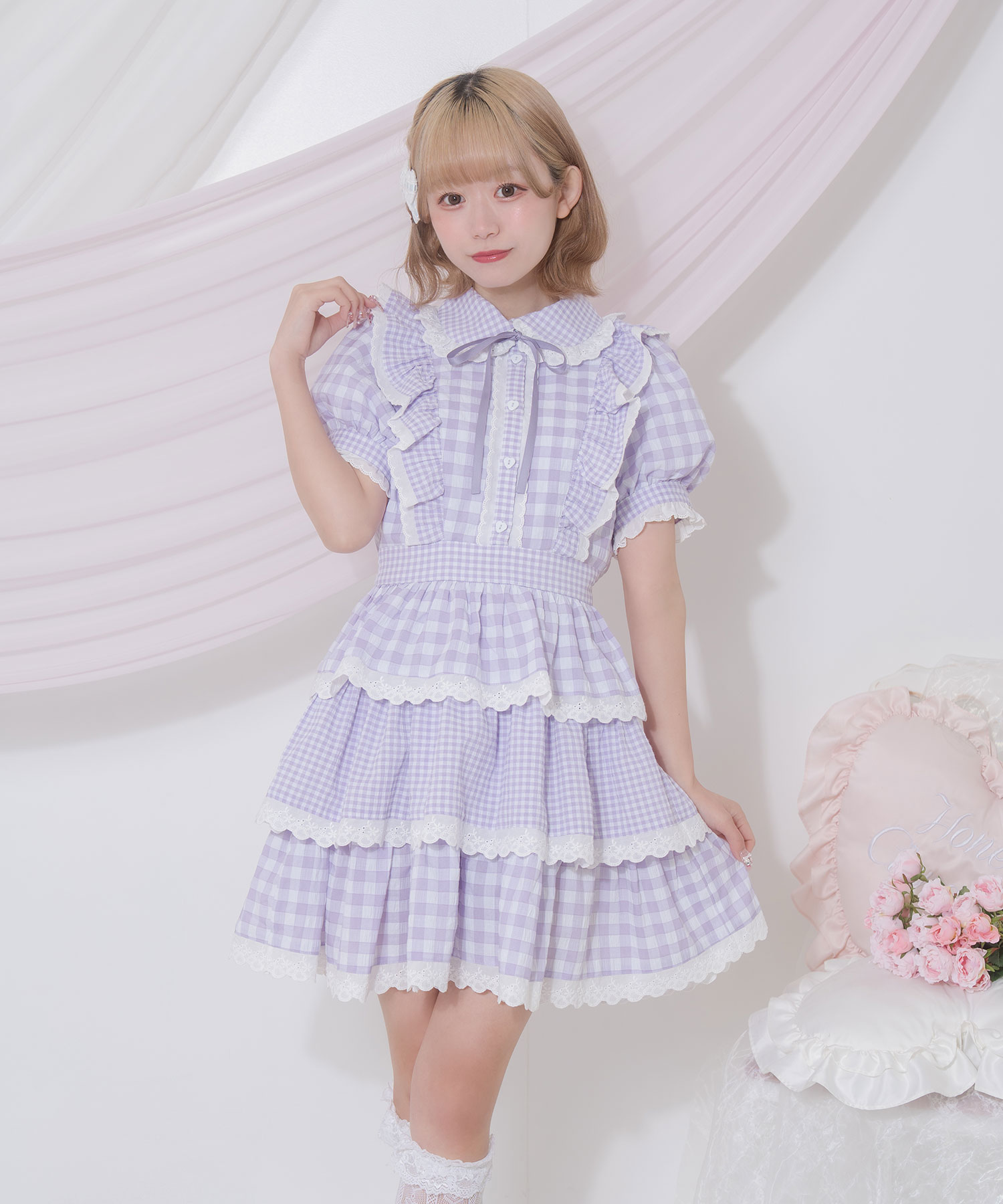 ギンガム3段フリルワンピース – BUNNY APARTMENT