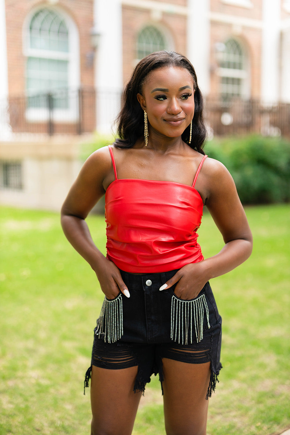 BuddyLove | Jolee Vegan Leather Tank Top | Crimson – BuddyLove