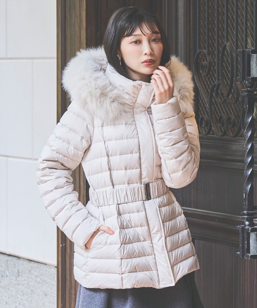 ベルト付きFOXファーミドル丈ダウン（ダウンジャケット/コート）｜AND