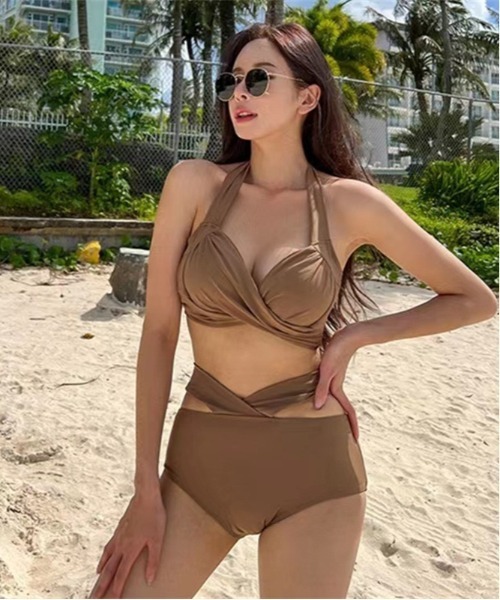 セール】6色展開 ホルターネック ハイウエストビキニ 水着（水着