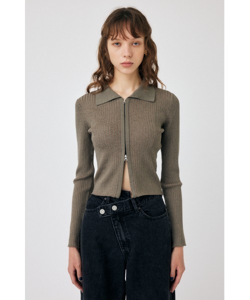 MOUSSY（マウジー）の「ZIP UP LS KNIT シャツ（ニット/セーター