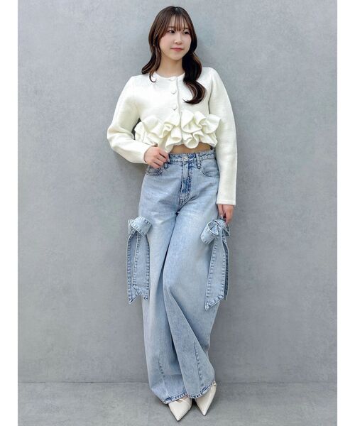 ヘムフリルニットジャケット（ノーカラージャケット）｜dazzlin